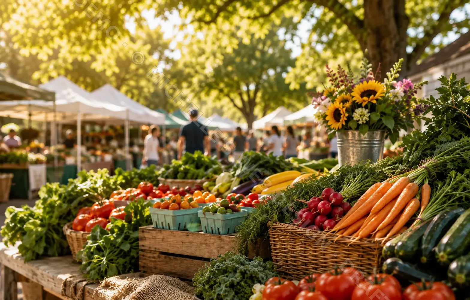 Fresh farmers market produce display